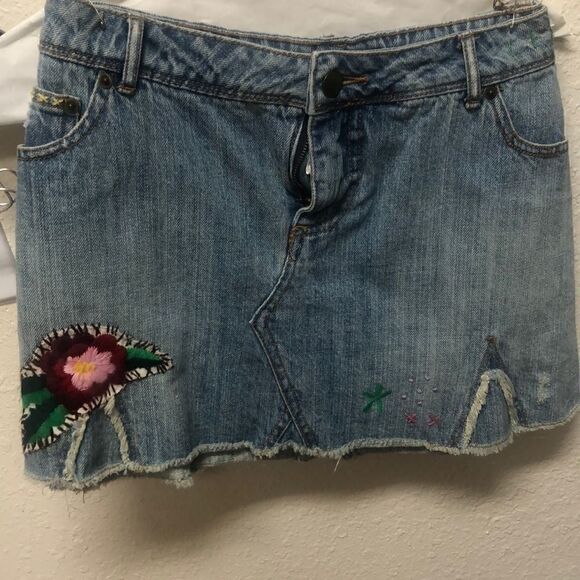 Embroidered blue Jean skirt  - Picture 1 of 1